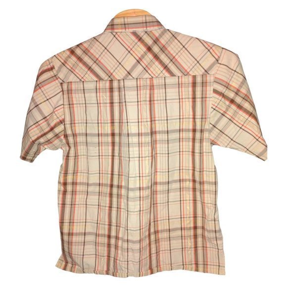 South Pole Button Down Men's Brown and Gold Plaid Short Sleeve Shirt (L) - Picture 2 of 8